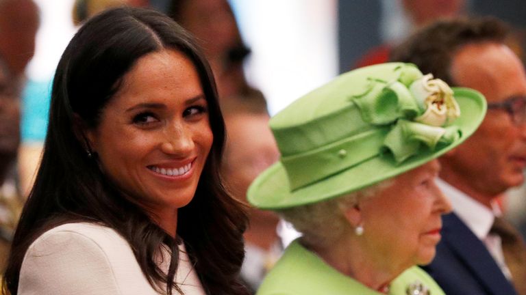 Queen Elizabeth and Meghan, the Duchess of Sussex