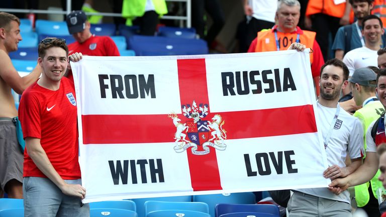England fans inside the Nizhny Novgorod Stadium