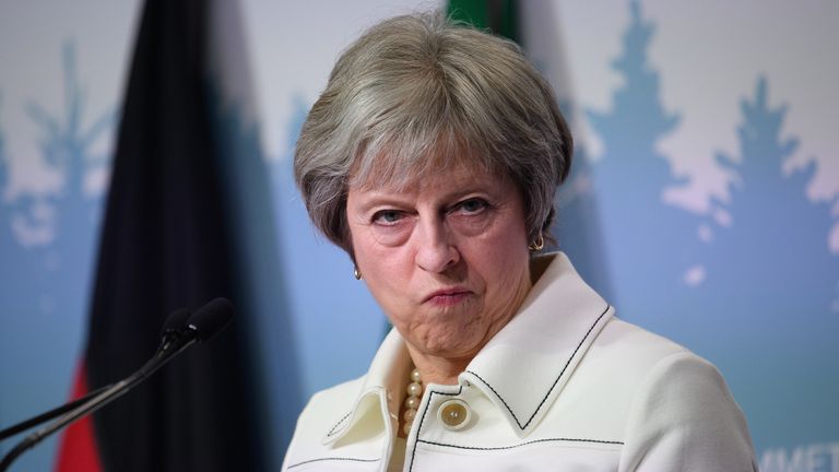 LA MALBAIE , QC - JUNE 09: Britain's Prime Minister Theresa May holds a press conference at the end of the second day of the G7 Summit on June 9, 2018 in La Malbaie, Canada. Canada hosted the leaders of the UK, Italy, the US, France, Germany and Japan for the two day summit, in the town of La Malbaie. (Photo by Leon Neal/Getty Images)
