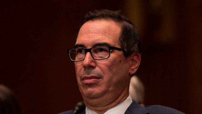 US Treasury Secretary Steven Mnuchin testifies before a Senate Appropriations Committee for Financial Services hearing on the proposed FY2019 budget for the Treasury Department in Washington, DC on May 22, 2018. (Photo by Andrew CABALLERO-REYNOLDS / AFP) (Photo credit should read ANDREW CABALLERO-REYNOLDS/AFP/Getty Images)
