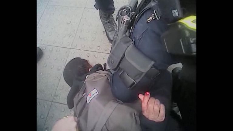 Body-worn camera footage has shown the moment Khalid Ali was taken down by armed police near Parliament. Pic: Met Police