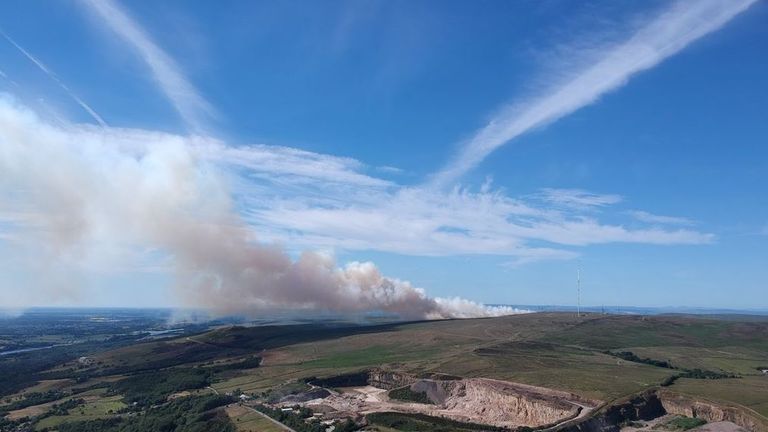 The fire on Winter Hill, near Manchester. Pic: Danny Heywood