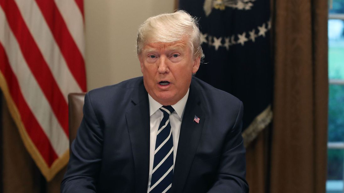 U.S. President Donald Trump talks about his meeting with Russian President Vladimir Putin during a meeting with House Republicans in the Roosevelt Room of the White House