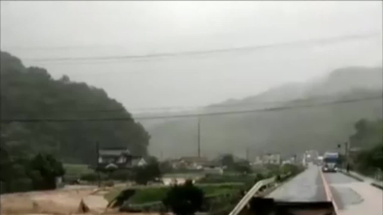 Roads collapse in Japan amid heavy flooding | News UK Video News | Sky News