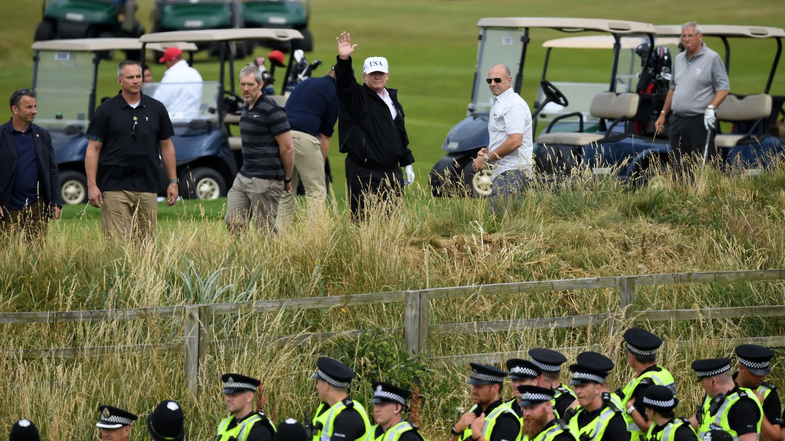 Trump hits the golf course as protesters hit the streets | News UK ...