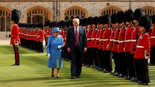 U.S. President Donald Trump and Queen Elizabeth inspect the Coldstream Guards 