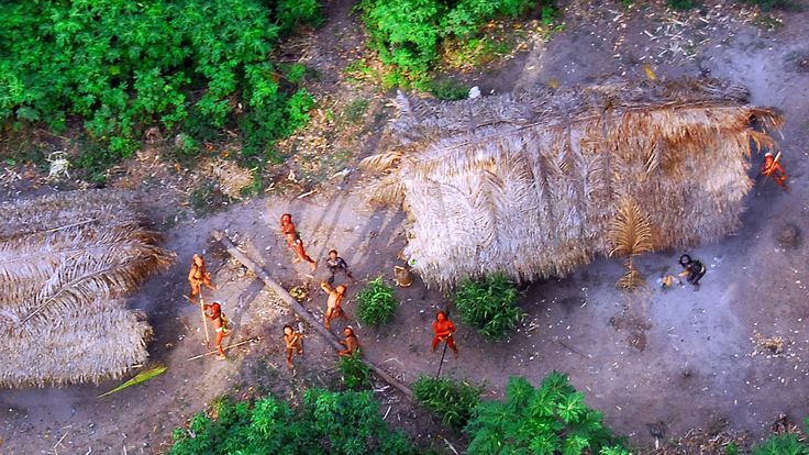 Members of an uncontacted Amazon Basin tribe and their dwellings are seen during a flight over the Brazilian state of Acre along the border with Peru in this May 2008 photo distributed by Survival International. Survival International estimates that there are over 100 uncontacted tribes worldwide, and says that uncontacted tribes in the region are under increasing threat from illegal logging over the border in Peru. REUTERS/Funai-Frente de Protecao Etno-Ambiental Envira/Handout (BRAZIL). FOR EDI