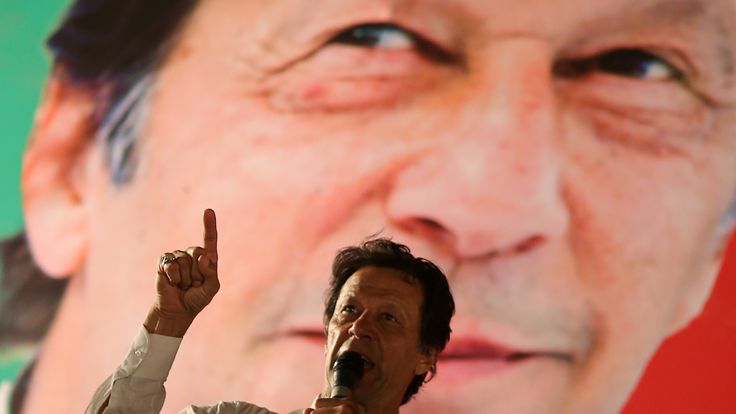 Imran Khan addresses crowds while on the campaign trial