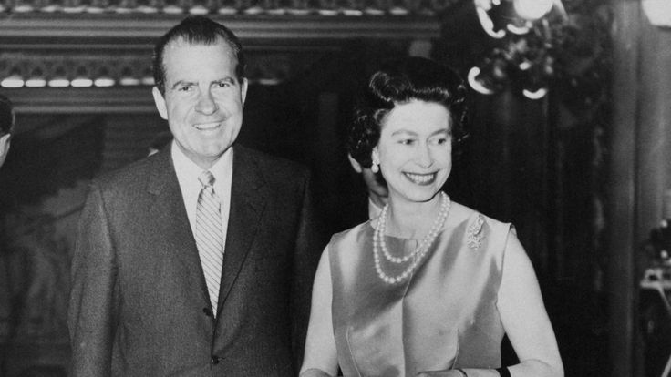   The Queen with Richard Nixon at Buckingham Palace in February 1969 