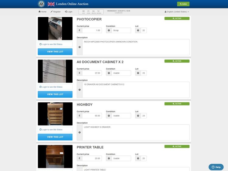 The items are being auctioned online. Pic: US State Department