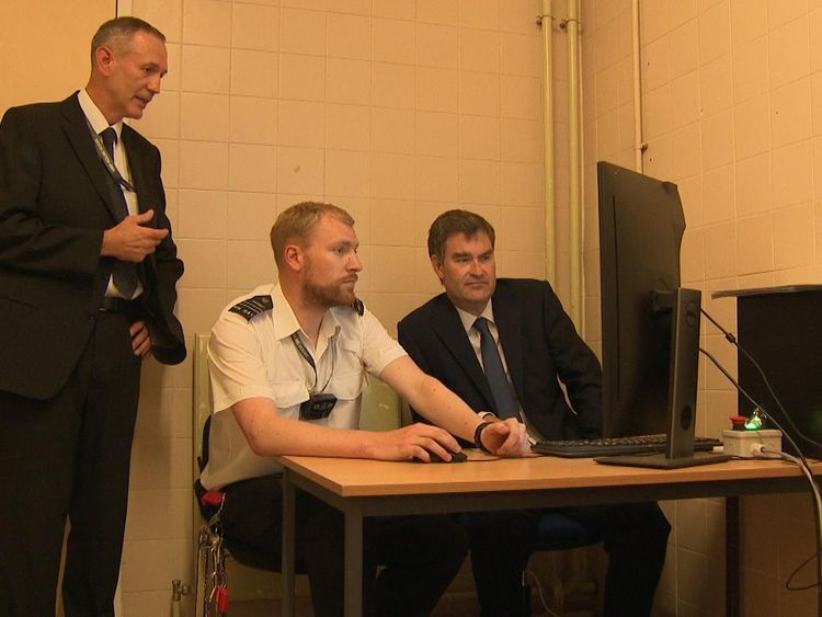 David Gauke, right, toured the prison
