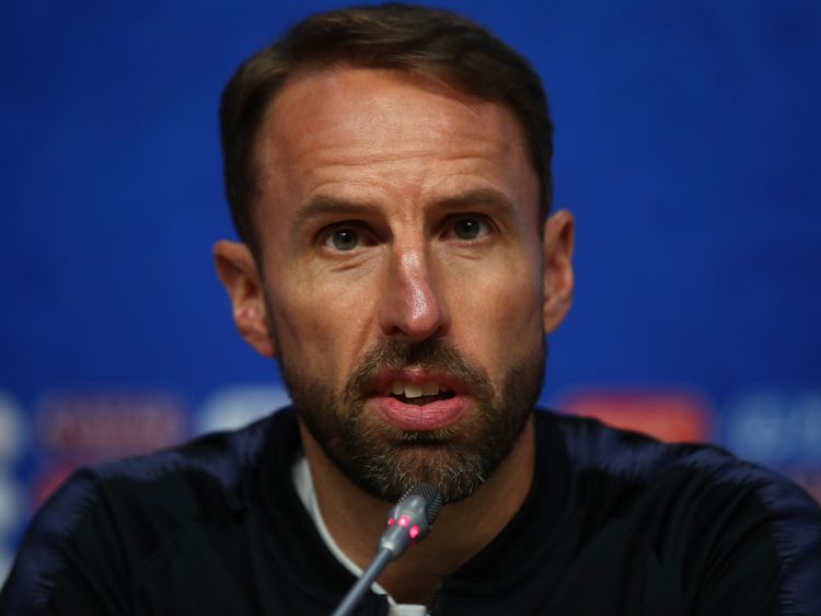 England manager Gareth Southgate during the press conference REUTERS/Michael Dalder