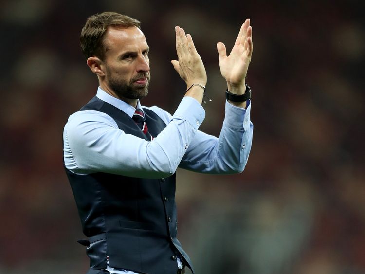 England manager Gareth Southgate applauds fans after the World Cup semi-final against Croatia