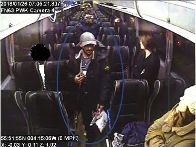 Imran Muhammad was seen on CCTV on a coach in Glasgow after the murder