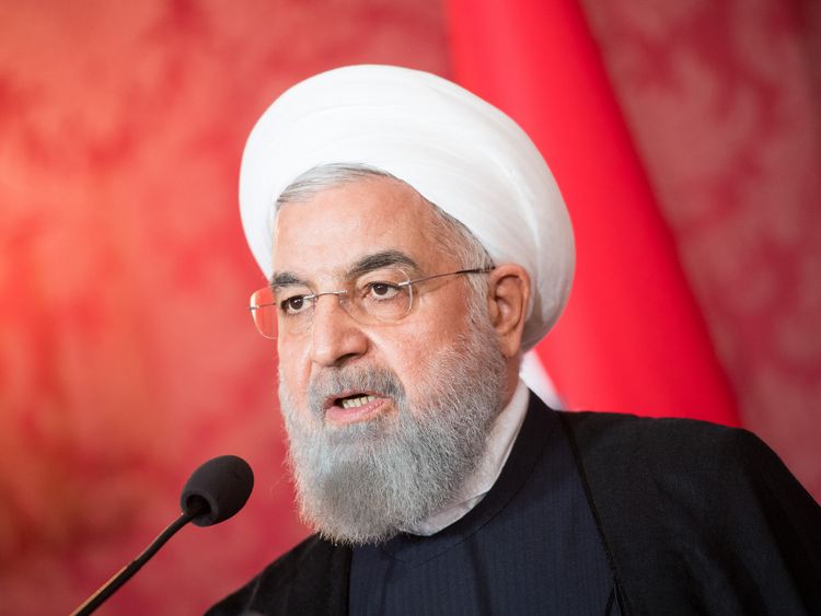 VIENNA, AUSTRIA - JULY 04: Austrian President Alexander van der Bellen (not pictured) and Iranian President Hassan Rouhani give a joint press statement at Hofburg Palace on July 4, 2018 in Vienna, Austria. Rouhani is on a one-day visit to Austria, during which he is meeting with President van der Bellen and Chancellor Kurz and will attend an event at the Austrian Chamber of Commerce. (Photo by Michael Gruber/Getty Images)