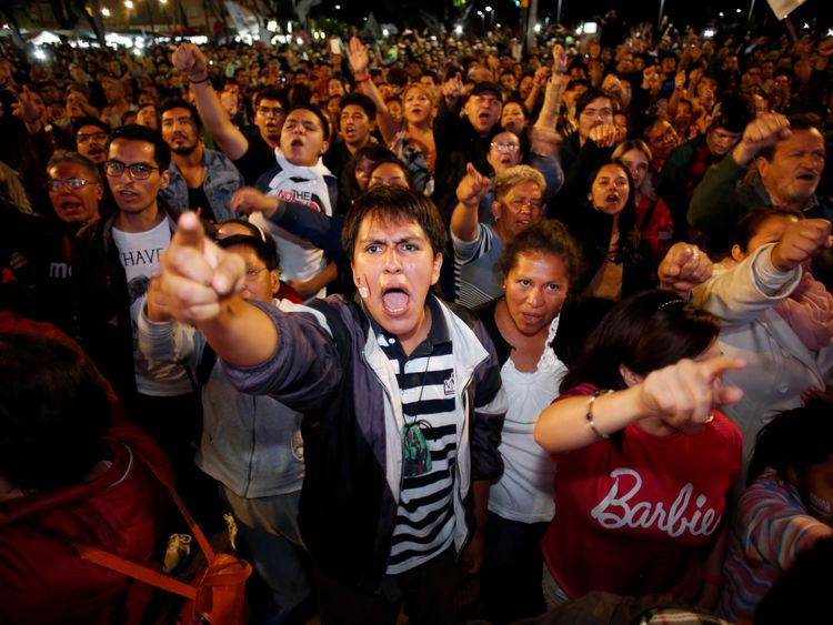 Amlo supporters celebrate his victory in Mexico City