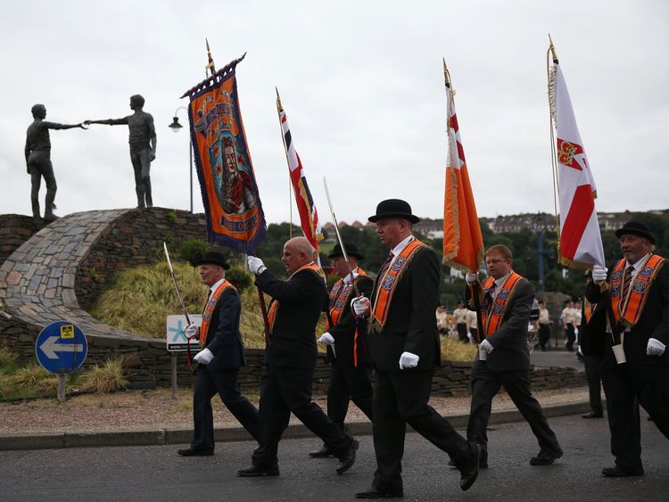 Orange Order parades were held across Northern Ireland to commemorate the Battle of the Boyne in 1690