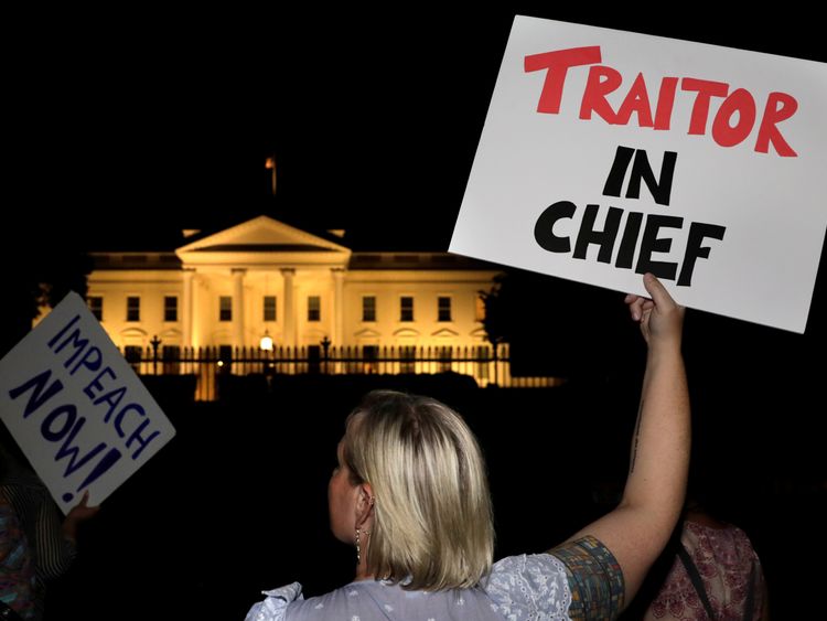  Protesters rally outside the White House after the Trump-Putin summit in Helsinki
