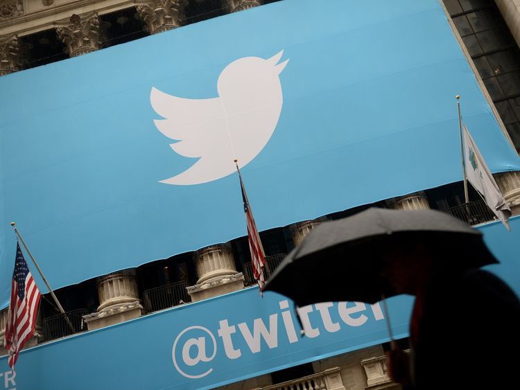A banner with the logo of Twitter is set on the front of the New York Stock Exchange (NYSE) on November 7, 2013 in New York. Twitter hit Wall Street with a bang on Thursday, as an investor frenzy quickly sent shares surging after the public share offering for the fast-growing social network. In the first exchanges, Twitter vaulted 80.7 percent to $47, a day after the initial public offering (IPO) at $26 per share. While some analysts cautioned about the fast-changing nature of social media, the 