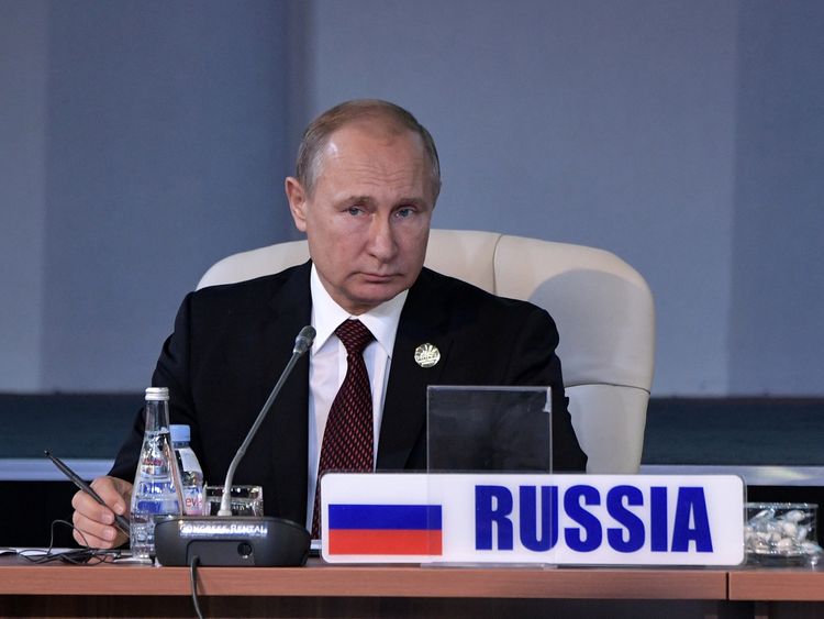 Mr Putin was speaking from a summit in South Africa