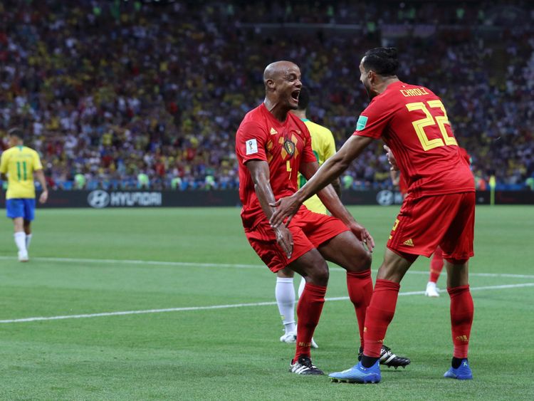  during the 2018 FIFA World Cup Russia Quarter Final match between Brazil and Belgium at Kazan Arena on July 6, 2018 in Kazan, Russia.