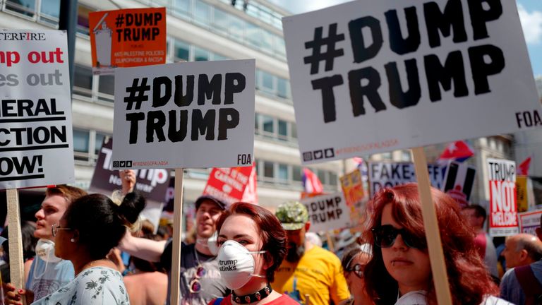 Trump protesters in London
