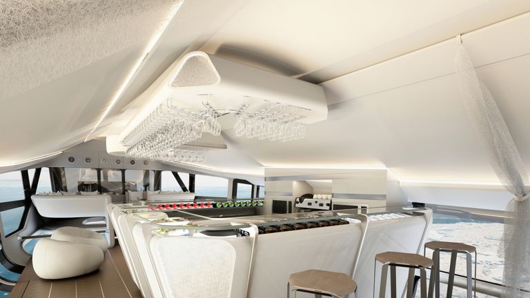 A total of 18 guests can enjoy fine dining in the skies. Design Q/Airlander/Cover Images