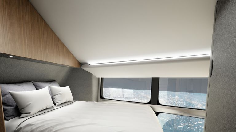 A bedroom cabin on the luxury aircraft. Pic: Design Q/Airlander/Cover Images