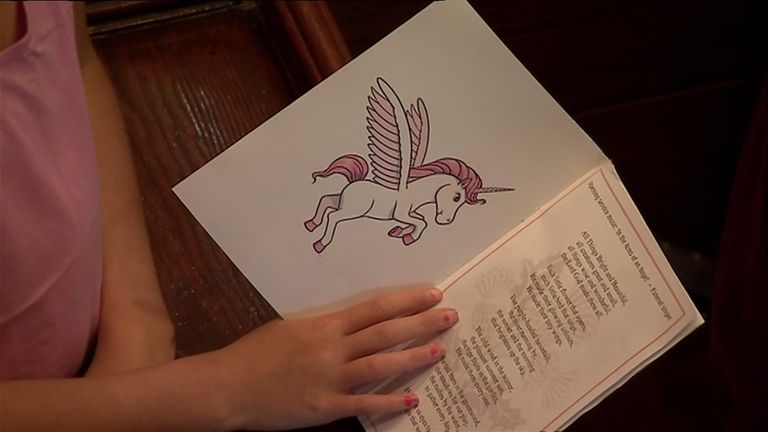 An image of a unicorn was included in the order of service