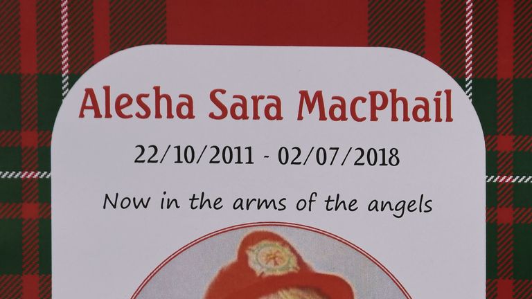 The order of service featured a picture of Alesha