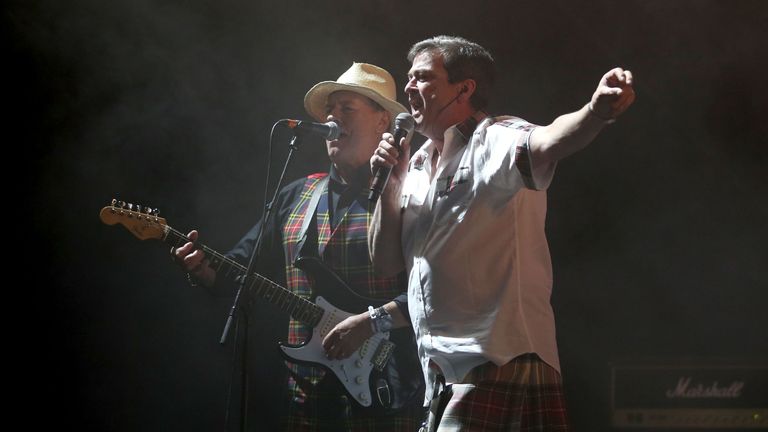 Alan Longmuir (left) and Les McKeown, also of the Bay City Rollers, performing at T in the Park in 2016