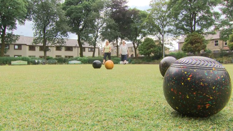 The Edgworth Bowling Club's crown green is still green, but only just