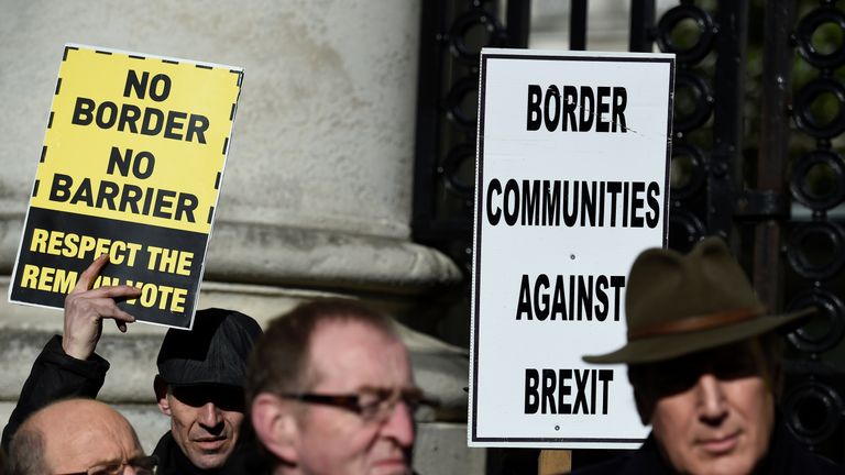 Anti-Brexit campaigners are rallying against a hard border