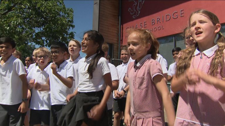 Pupils from Chase Bridge Primary School in Twickenham have written their own anthem