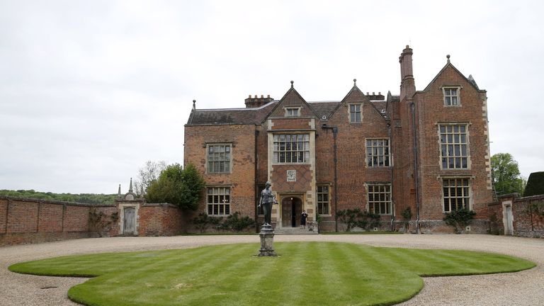 The front entrance to Chequers, the Prime Minister&#39;s official country residence near Ellesborough in Buckinghamshire