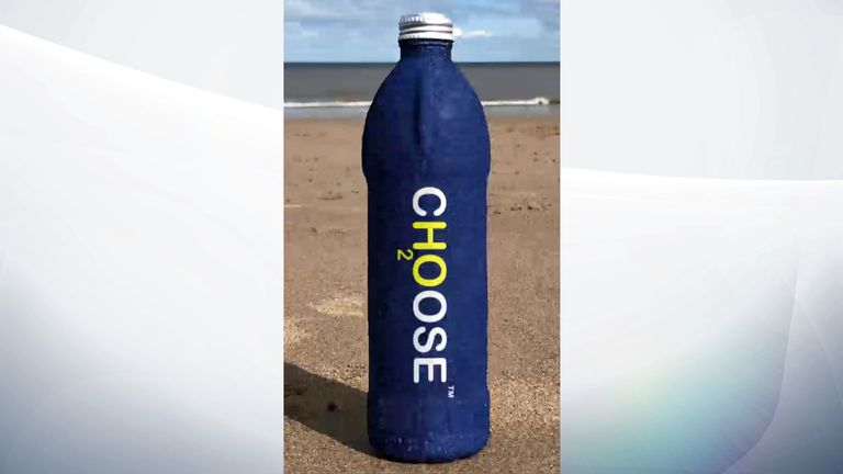 The bottle is made of recycled paper on the outside, with an inner waterproof liner
