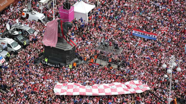 Tens of thousands of people fill the streets of Zagreb