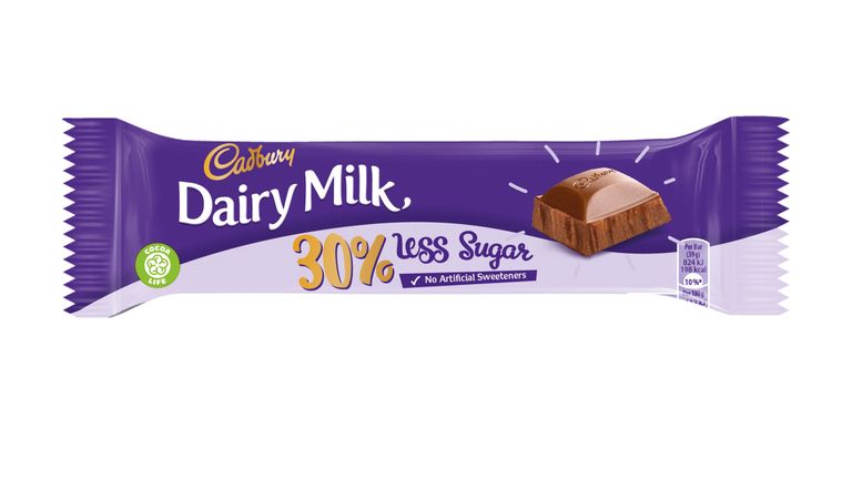 The new reduced sugar Dairy Milk bar