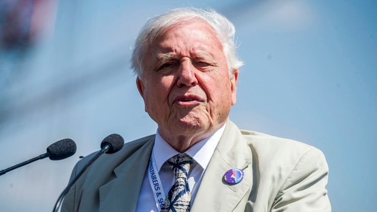 Sir David Attenborough speaks at the launch of the vessel in the River Mersey
