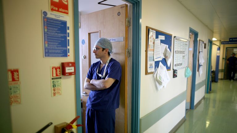 Theatre staff prepare to go in the operating theatre at Birmingham Women&#39;s Hospital on January 22, 2015 in Birmingham, England