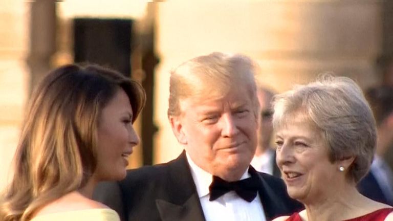The Trumps arrive at Blenheim Palace