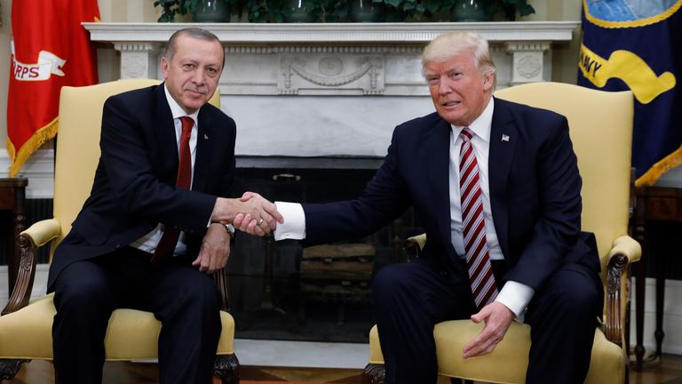 The US president welcomed his Turkish counterpart to the White House in 2017