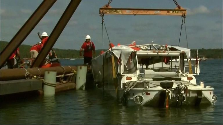 Duck boat raised to surface