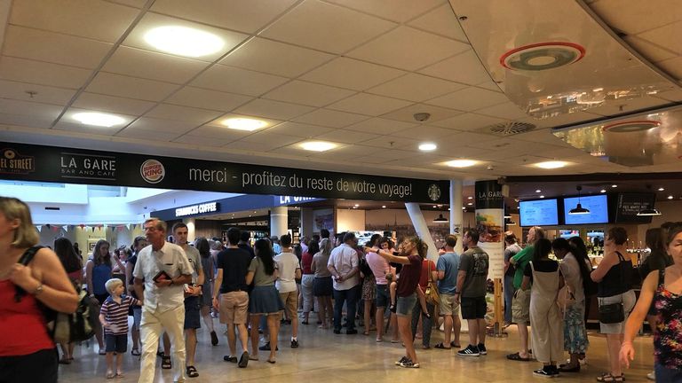 Queues in the Eurotunnel terminal on Friday, when there was also disruption