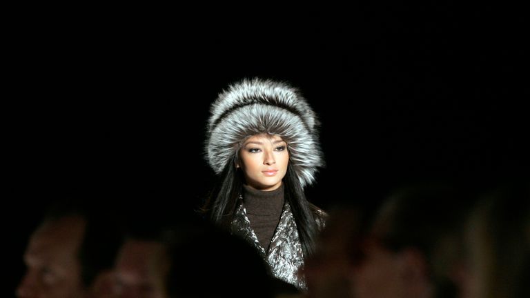 A model wears a creation from the Michael Kors 2007 fall collection during New York Fashion Week