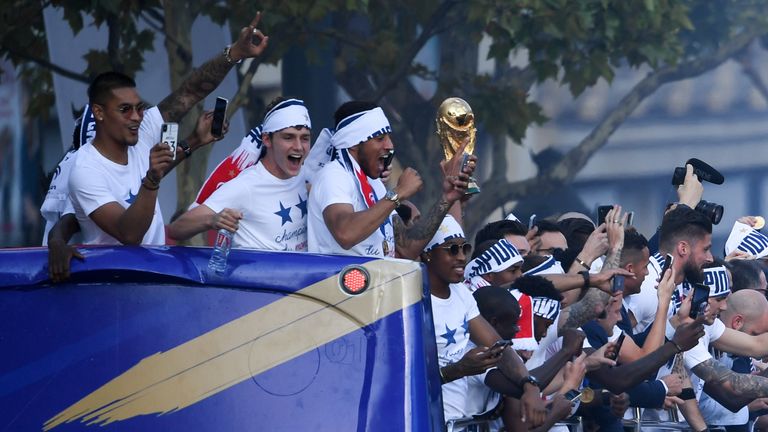 The players parade the World Cup