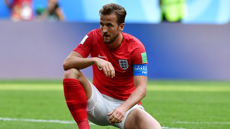 England&#39;s forward Harry Kane reacts on the pitch during their Russia 2018 World Cup play-off for third place football match between Belgium and England at the Saint Petersburg Stadium in Saint Petersburg on July 14, 2018. (Photo by Giuseppe CACACE / AFP) / RESTRICTED TO EDITORIAL USE - NO MOBILE PUSH ALERTS/DOWNLOADS (Photo credit should read GIUSEPPE CACACE/AFP/Getty Images)
