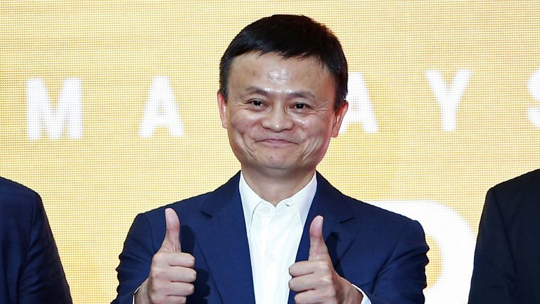 Jack Ma, founder of Chinese e-commerce giant Alibaba, gestures during the launch of Alibaba&#39;s office in Kuala Lumpur