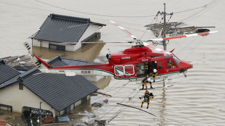 Rescue helicopters have been moving people to safety