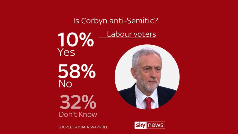 A Sky Data poll on Jeremy Corbyn and Labour&#39;s ongoing row over anti-Semitism
